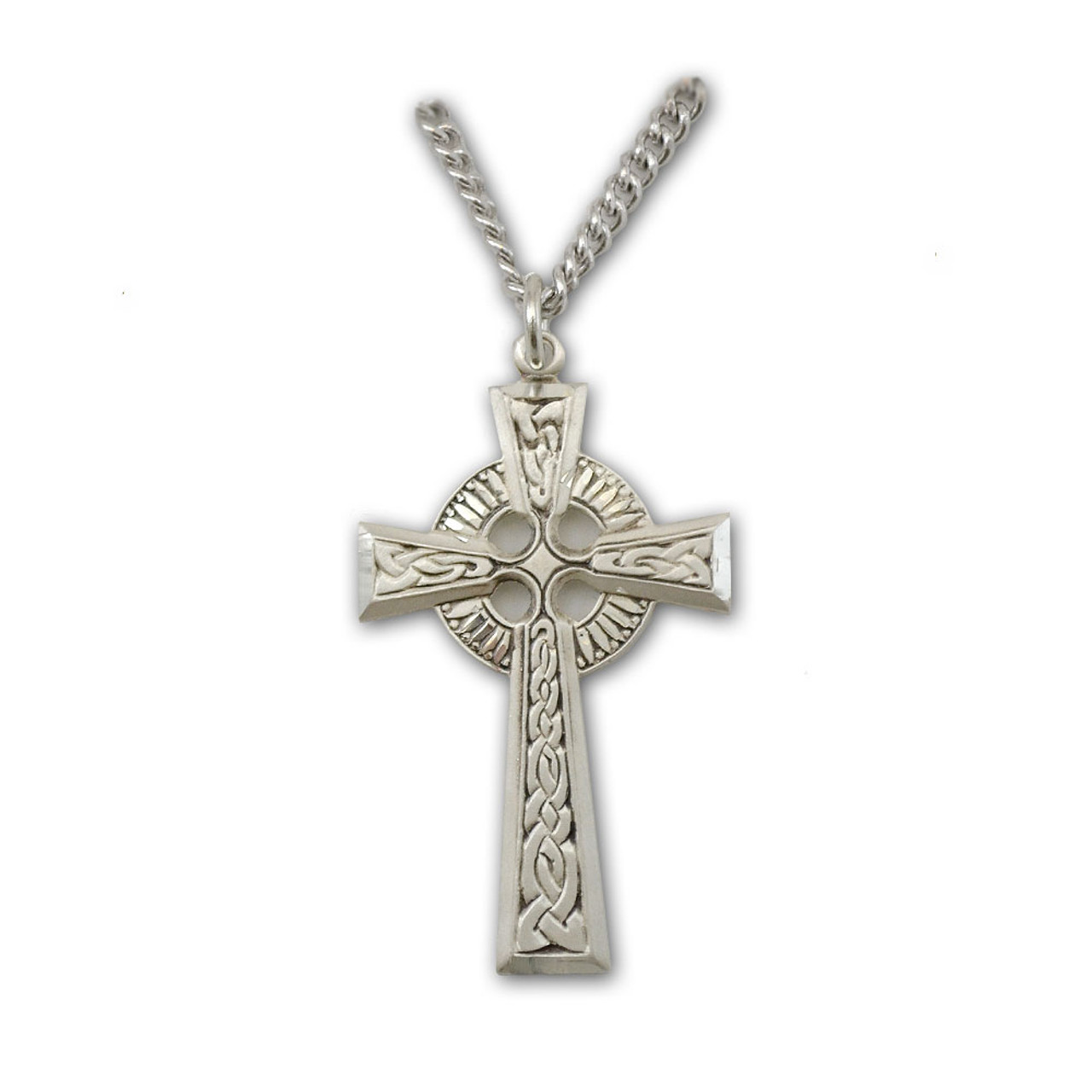 Sterling Silver Large Celtic Cross Four Apostles Pendant